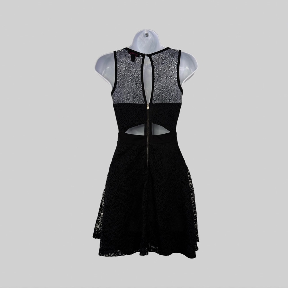 Material Girl Lace Overlay Black Sleeveless Party Mini Dress Size Small - Picture 4 of 9